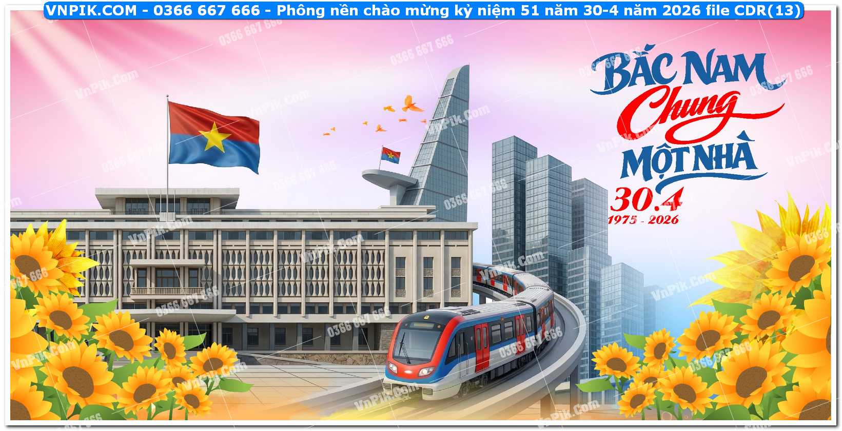 Phông nền chào mừng kỷ niệm 51 năm 30-4 năm 2026 file CDR (13)