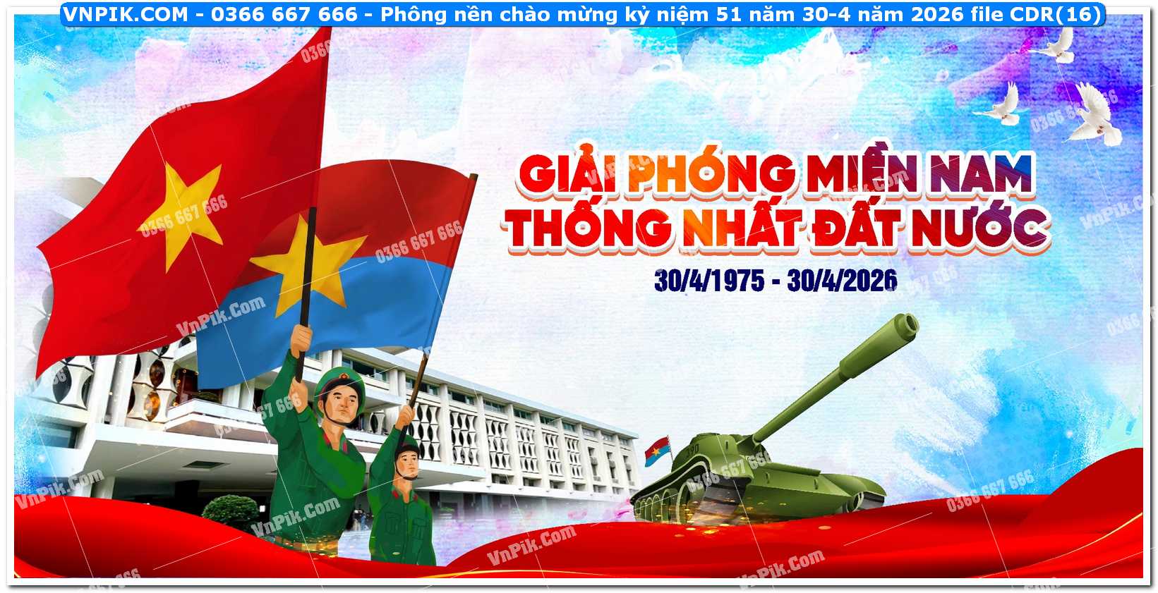 Phông nền chào mừng kỷ niệm 51 năm 30-4 năm 2026 file CDR (16)
