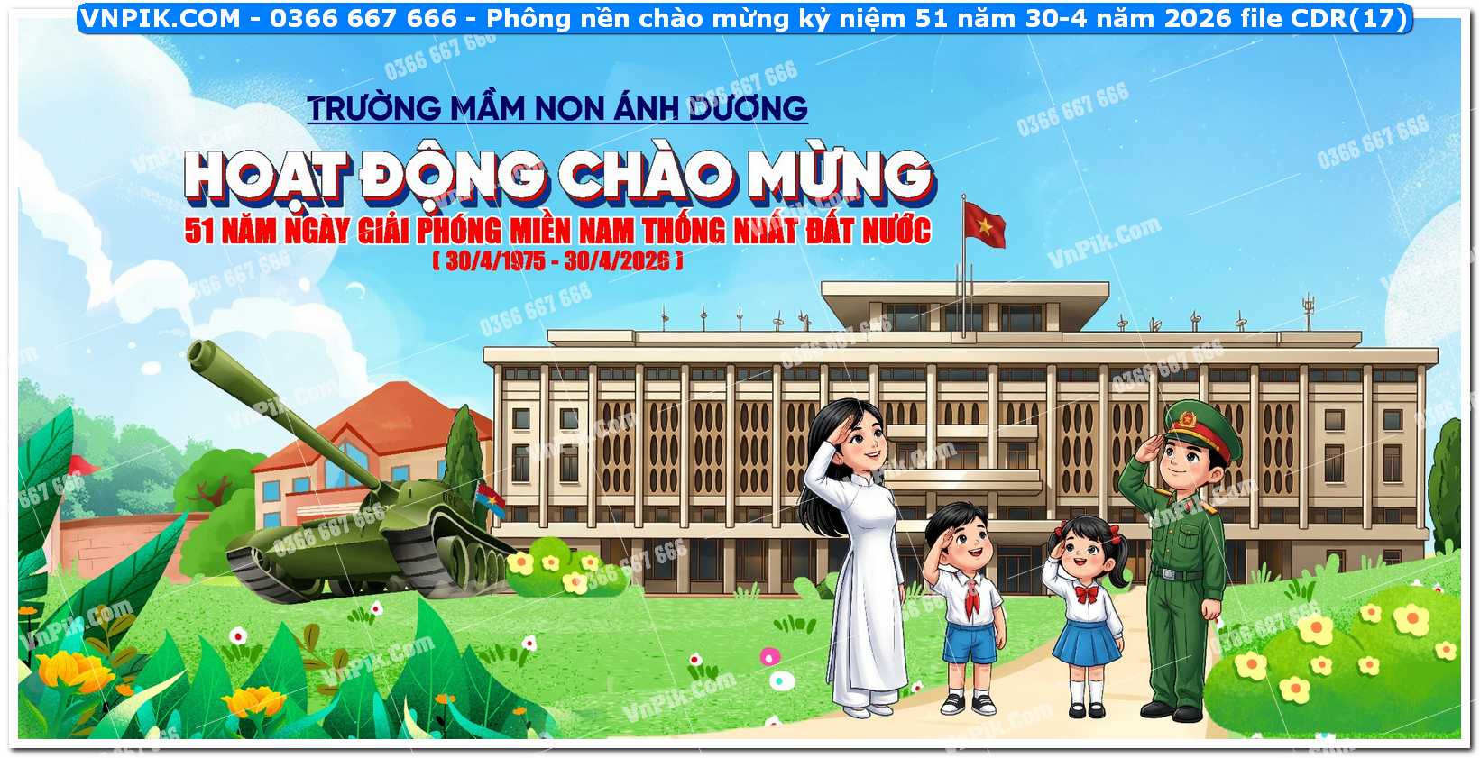 Phông nền chào mừng kỷ niệm 51 năm 30-4 năm 2026 file CDR (17)