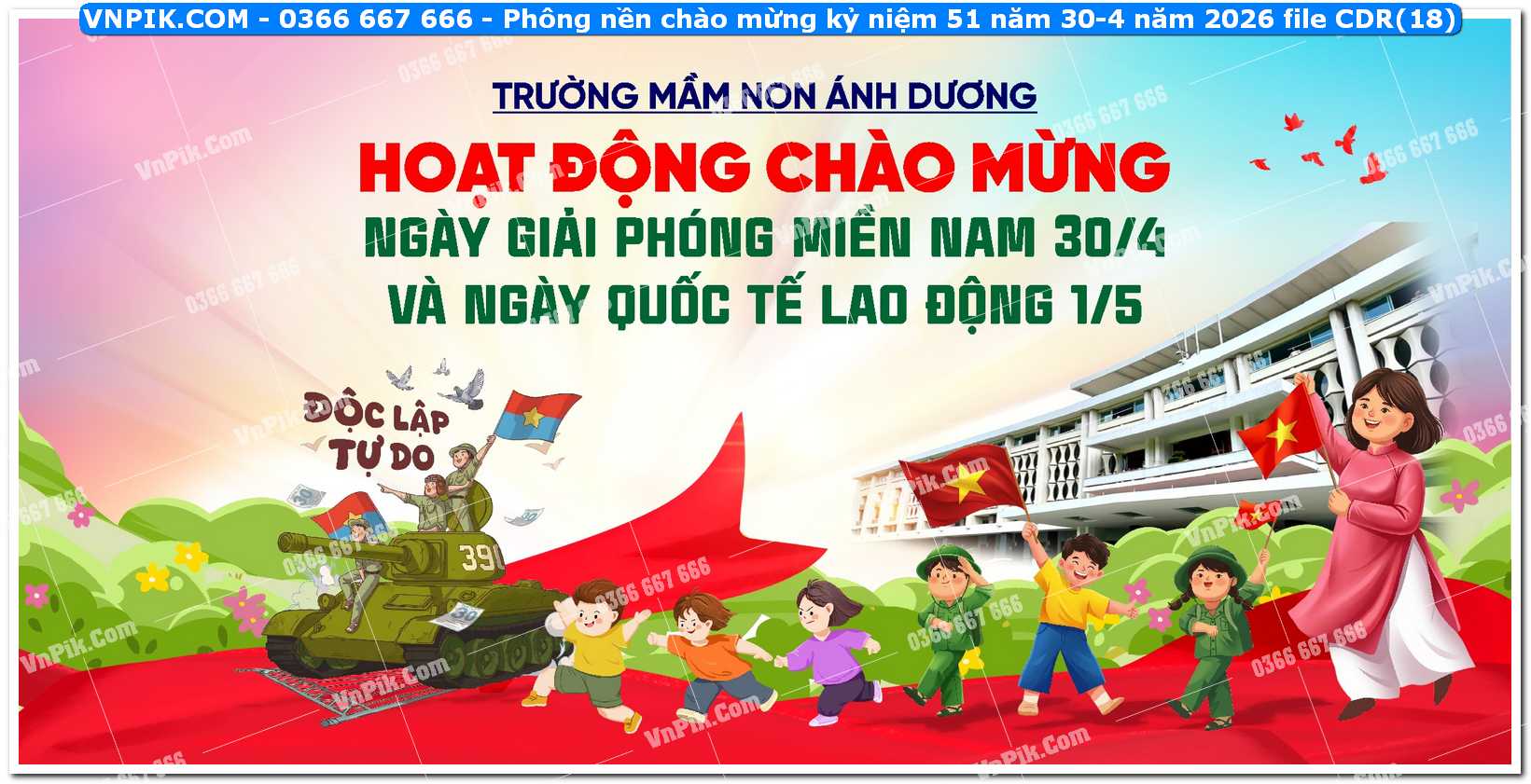 Phông nền chào mừng kỷ niệm 51 năm 30-4 năm 2026 file CDR (18)