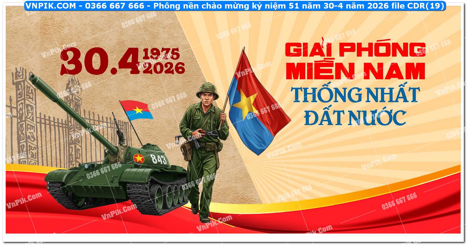 Phông nền chào mừng kỷ niệm 51 năm 30-4 năm 2026 file CDR (19)