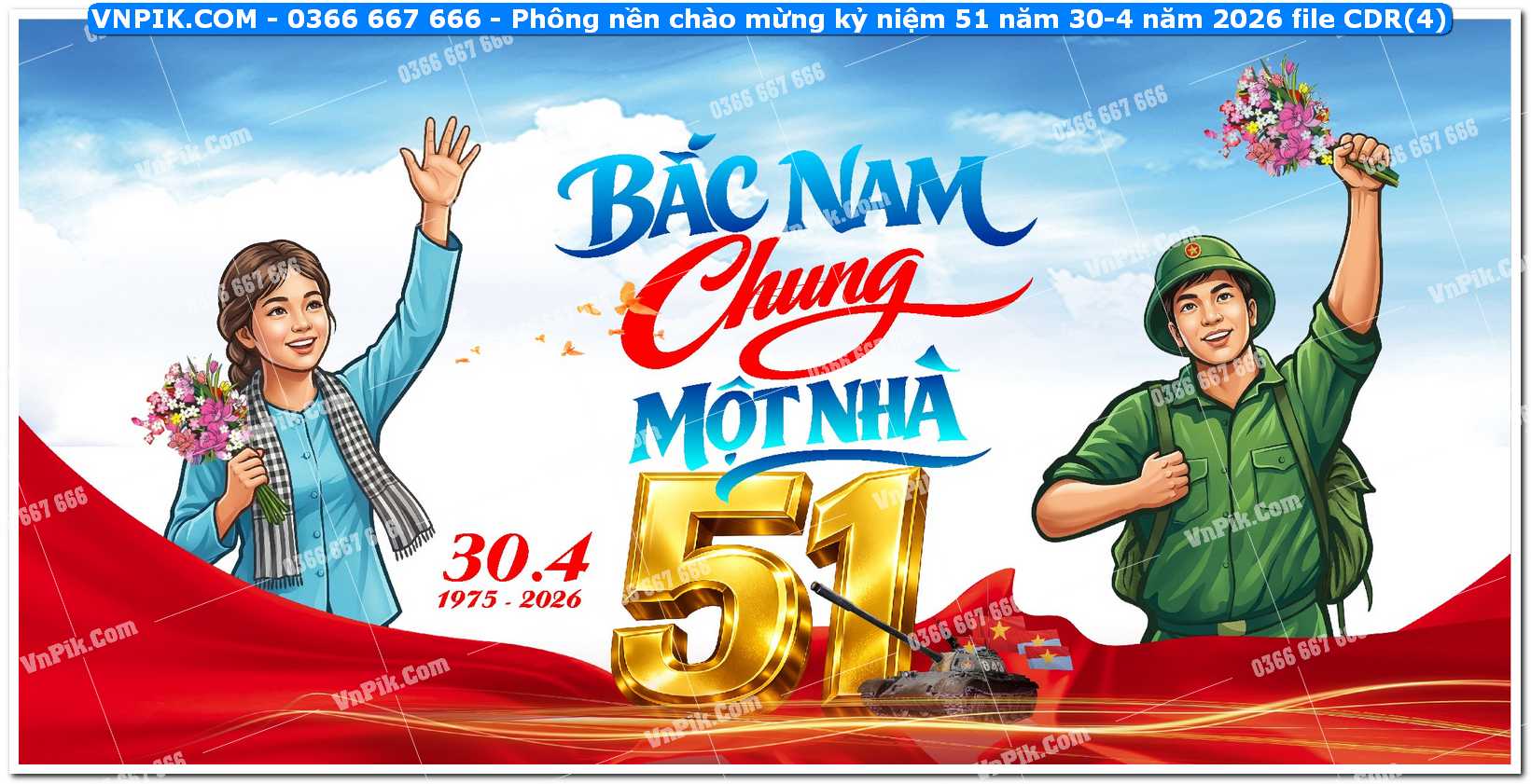 Phông nền chào mừng kỷ niệm 51 năm 30-4 năm 2026 file CDR (4)