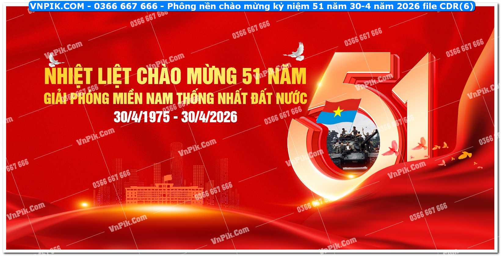 Phông nền chào mừng kỷ niệm 51 năm 30-4 năm 2026 file CDR (6)