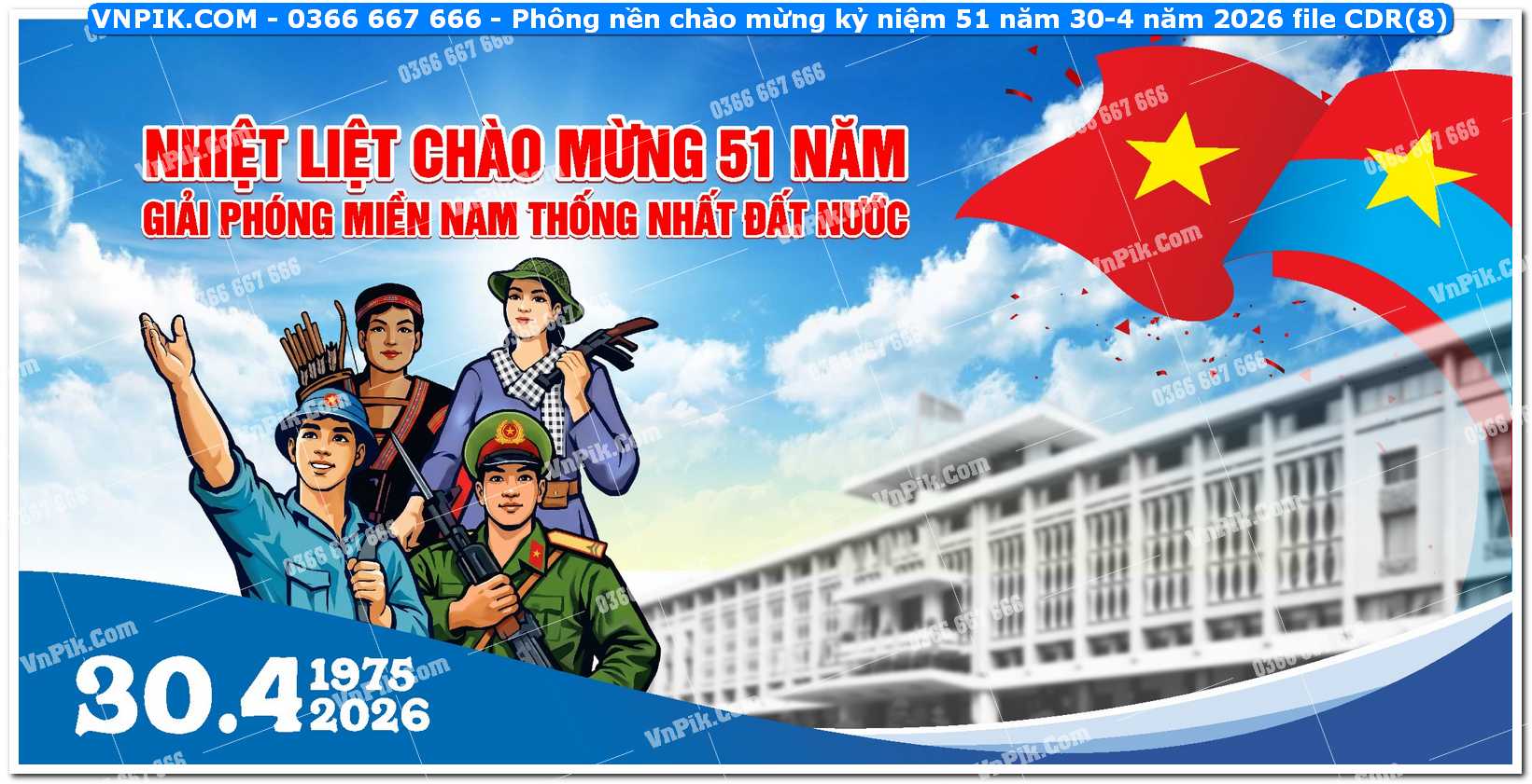 Phông nền chào mừng kỷ niệm 51 năm 30-4 năm 2026 file CDR (8)