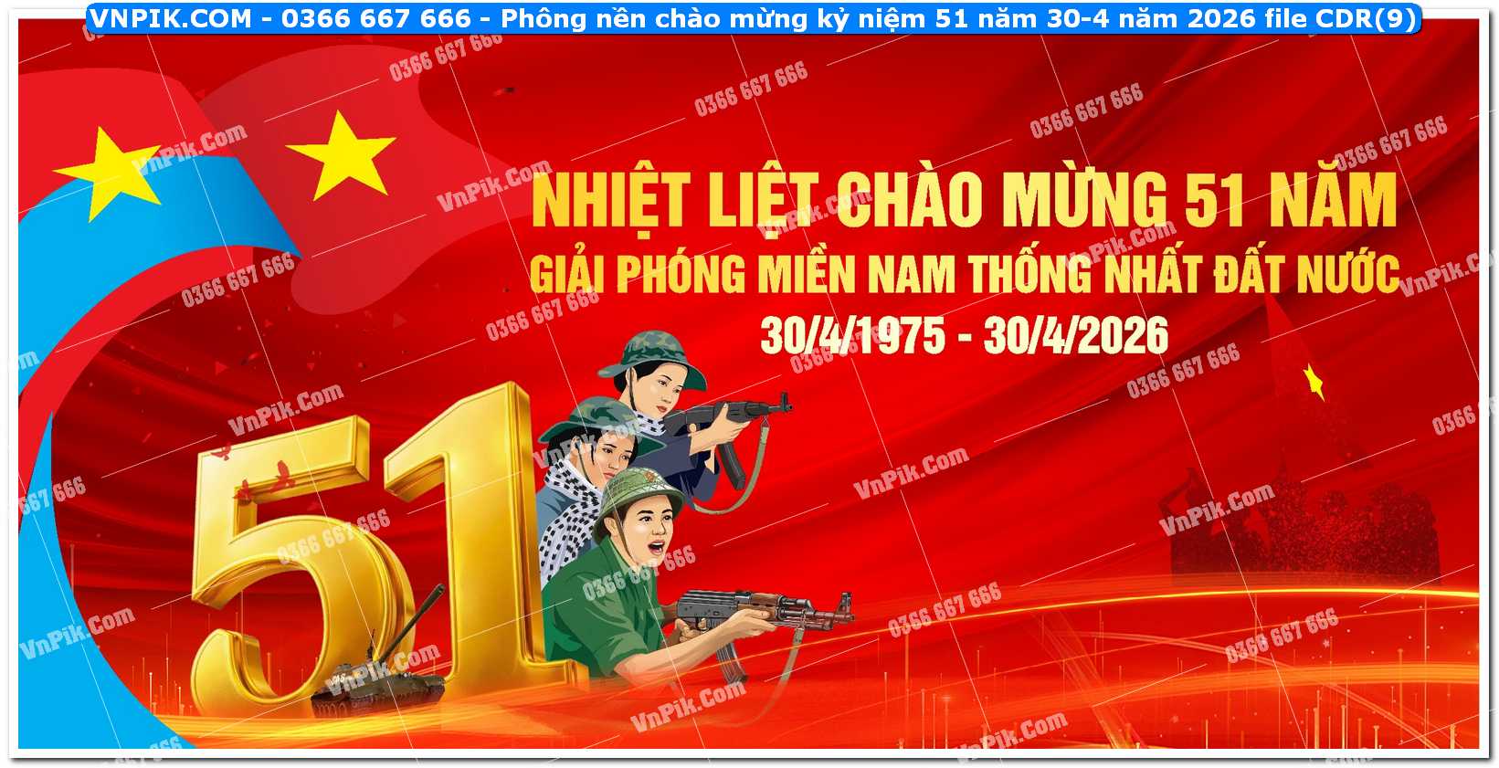 Phông nền chào mừng kỷ niệm 51 năm 30-4 năm 2026 file CDR (9)