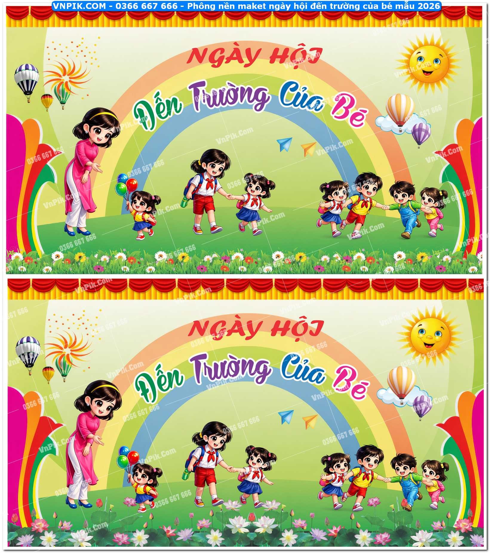 Phông nền maket ngày hội đến trường của bé mẫu 2026